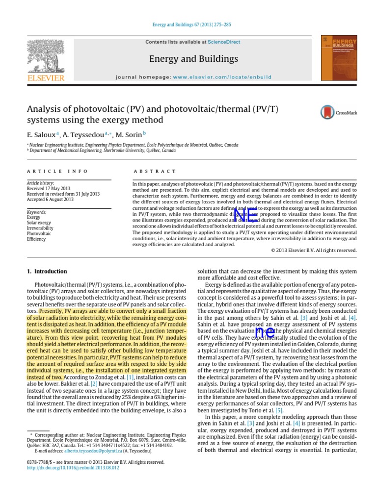 Analysis of Photovoltaic (PV) and Photovoltaicthermal (PVT) | PDF ...