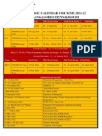 XIME 2021-22 Academic Calendar