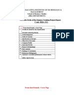 Format For Summer Training Program.