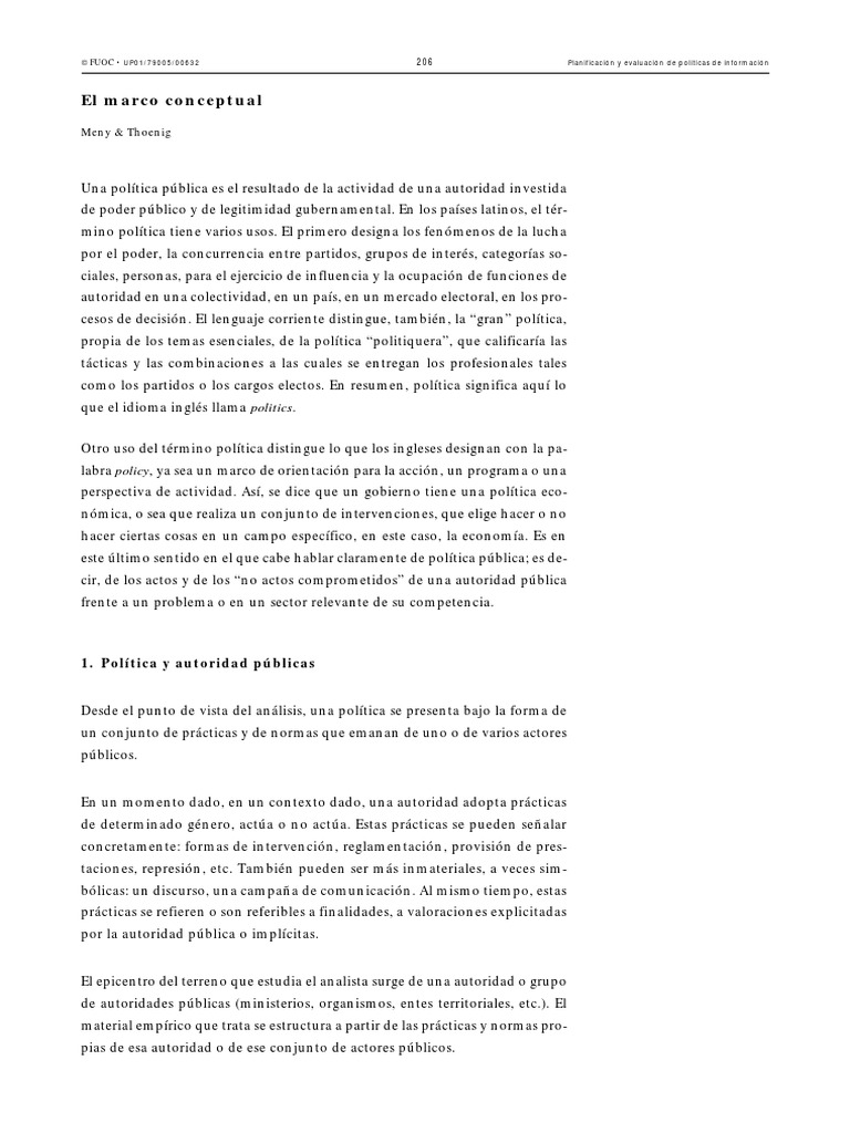 Marco conceptual de políticas públicas | PDF | Estado (política ...
