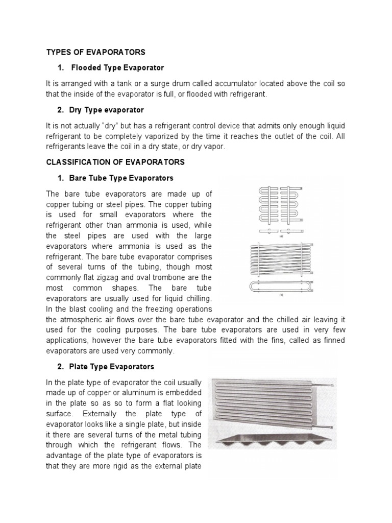 Types of Evaporators 1. Flooded Type Evaporator PDF Pipe (Fluid Conveyance) Heat Transfer