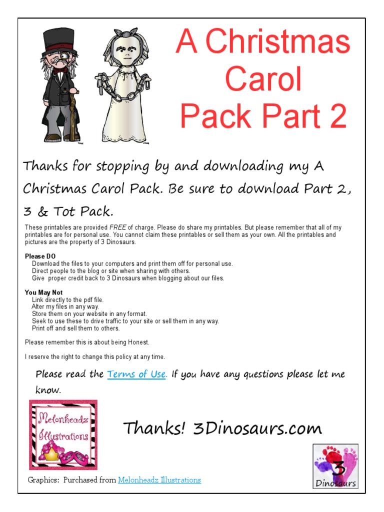 christmas carol printable pack | pdf | ebenezer scrooge | tiny tim