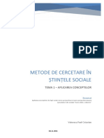 Metode de Cercetare in Stiintele Sociale - Tema 1 - Paul - Octavian Voinescu