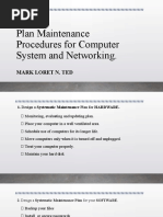 Plan Maintenance Procedures For Computer System and Networking