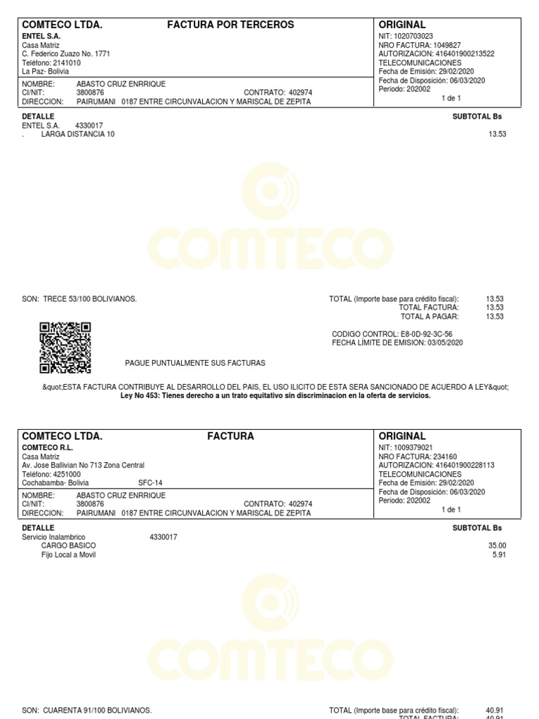 Comteco 28 05 2020 035333 | PDF | Telecomunicaciones | Industrias de ...