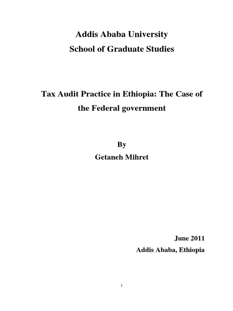 Addis Ababa University School of Graduate Studies: Tax Audit Practice ...