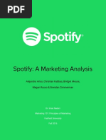 Spotify: A Marketing Analysis: Alejandra Arias, Christian Kabbas, Bridget Meuse, Megan Russo & Brendan Zimmerman