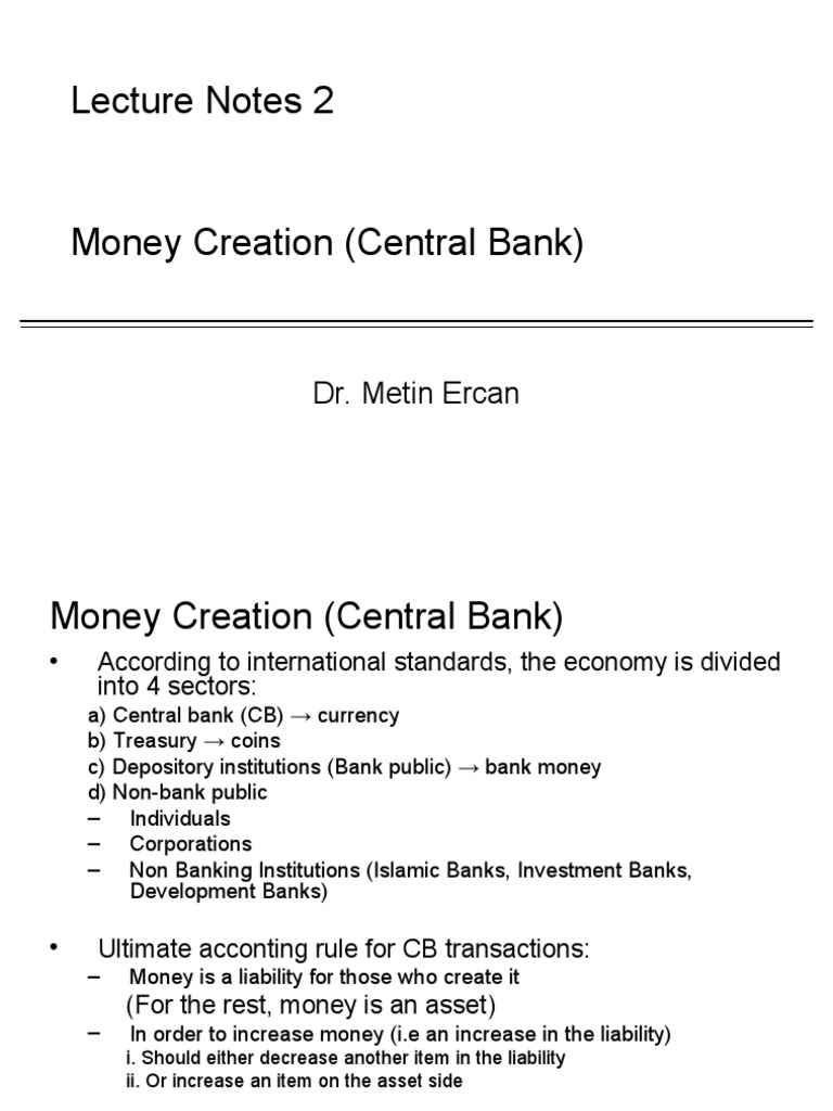 Understanding Central Bank Money Creation | PDF | Money | Deposit Account