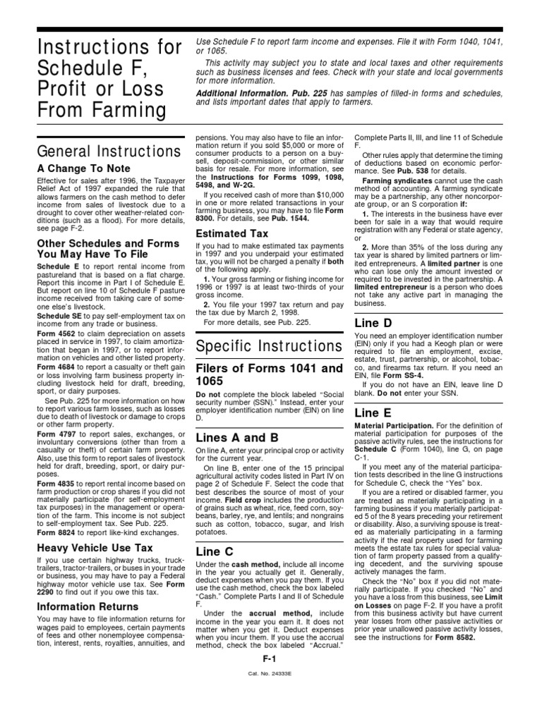 Schedule F Instructions for Farmers | PDF | Tax Deduction | Expense