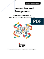 Organization and Management: Quarter 1 - Module 3 The Firm and Its Environment