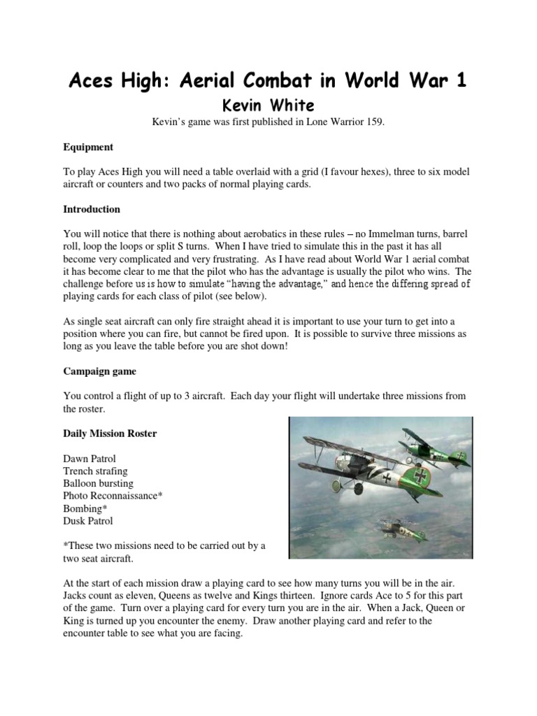 Aces High: Aerial Combat in World War 1: Kevin White | PDF | Military ...