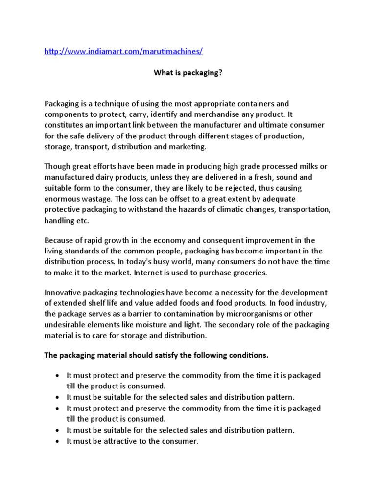 What Is Packaging Pdf Packaging And Labeling Foods