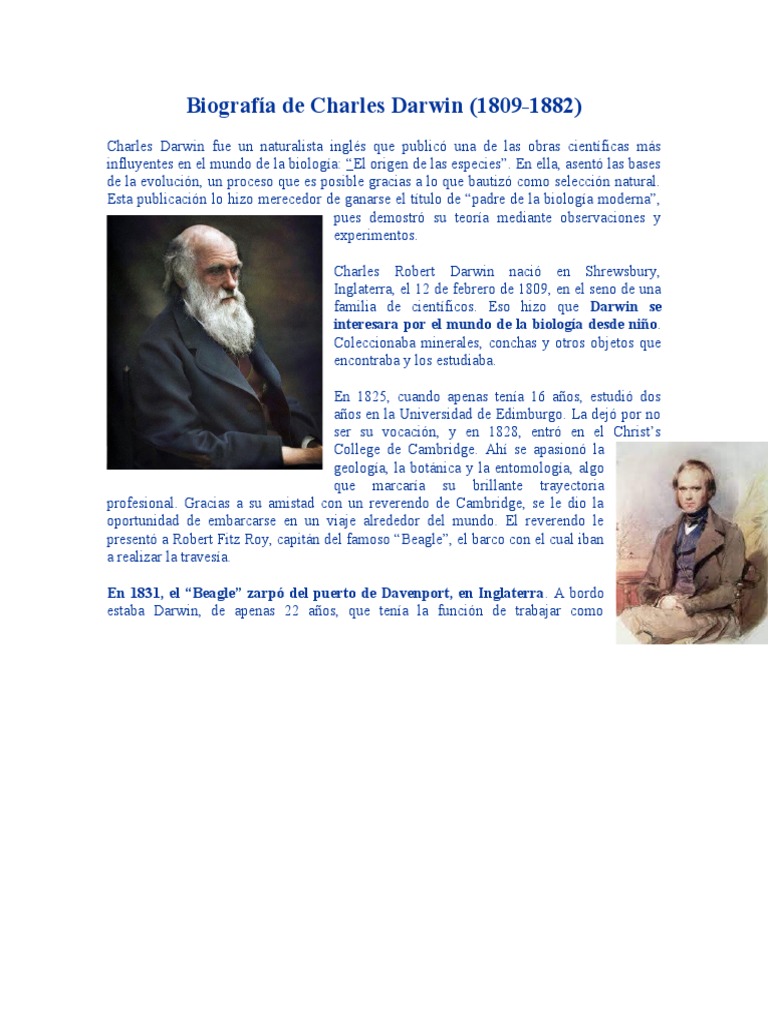 Exposé Sur Charles Darwin Pdf : L’Origine des espèces – LBEGMS