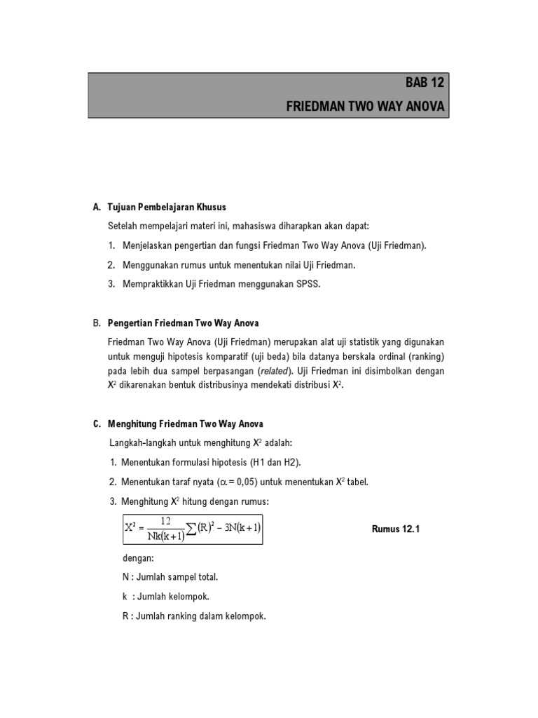 Uji Friedman Two Way Anova dengan SPSS | PDF | Metode & Bahan Ajar