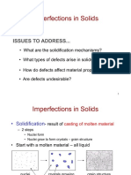 Imperfections in Solids: Issues To Address..