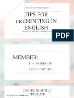 Tips For Presenting in English: - Welcome To Our Presentation