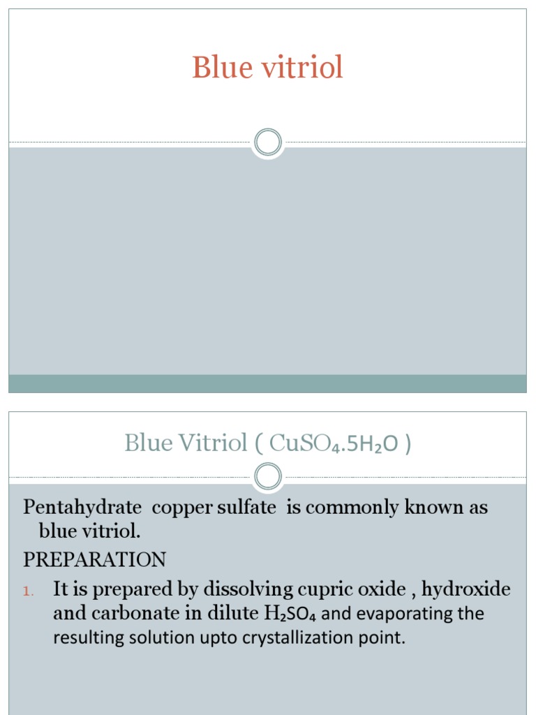 Blue Vitriol PDF Copper Oxide