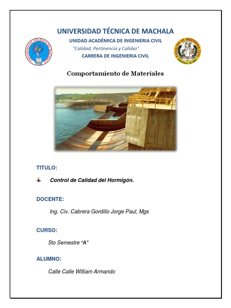 Control de Calidad del Hormigón en Obra | PDF | Hormigón | Materiales