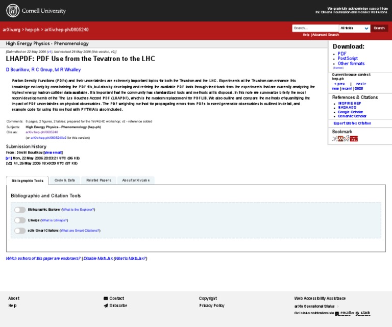 LHAPDF: PDF Use From The Tevatron To The LHC: Download | PDF ...