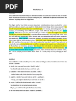 G13-Worksheet Advice & Suggestion