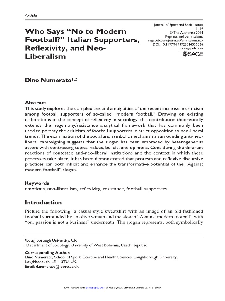 Numerato Who Says No To Modern Football | PDF | Reflexivity (Social ...