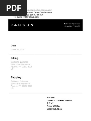Your PacSun - Com Order Confirmation | PDF