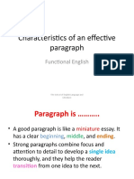 Characteristics of An Effective Paragraph