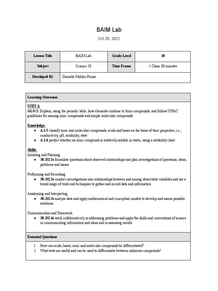 Ionic and Molecular Compounds Lab | PDF | Science | Laboratories