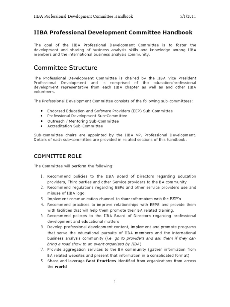 IIBA Professional Development Handbook | PDF | Business Analysis ...