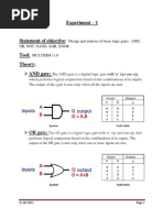 Experiment - 1: Design and Analysis of Basic Logic Gates: AND, Or, Not, Nand, Xor, Xnor - Multisim 11.0