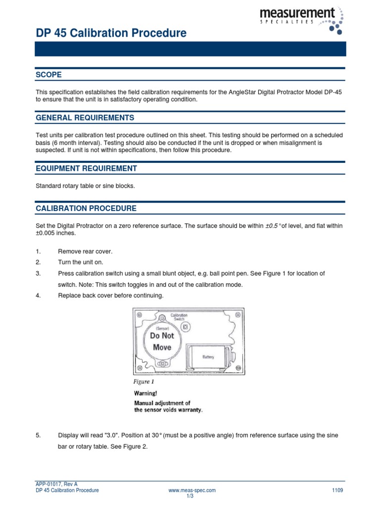 DP-45 Digital Protractor Calibration Guide | PDF | Calibration