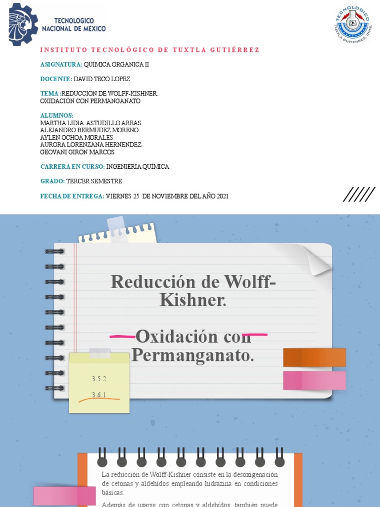 Reducción Wolff-Kishner y Oxidación Permanganato | PDF | Química ...