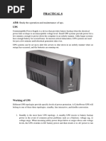 Practical 6: AIM: Study The Operation and Maintenance of Ups. UPS