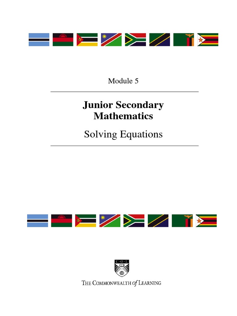 Junior Secondary Mathematics: Solving Equations | PDF | Equations | Algebra