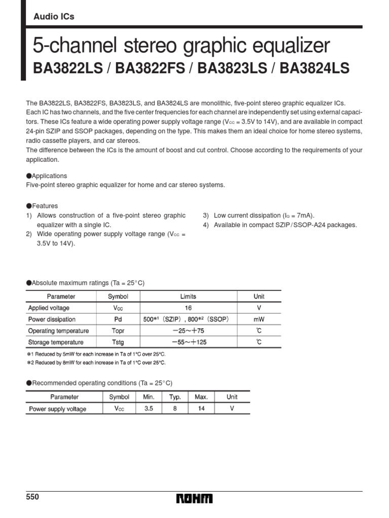 5Channel Stereo Graphic Equalizer BA3822LS / BA3822FS / BA3823LS