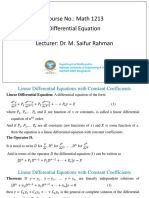 Course No.: Math 1213 Differential Equation Lecturer: Dr. M. Saifur Rahman