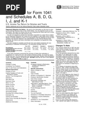 Us Internal Revenue Service I1041 1997 Trust Law Tax Deduction