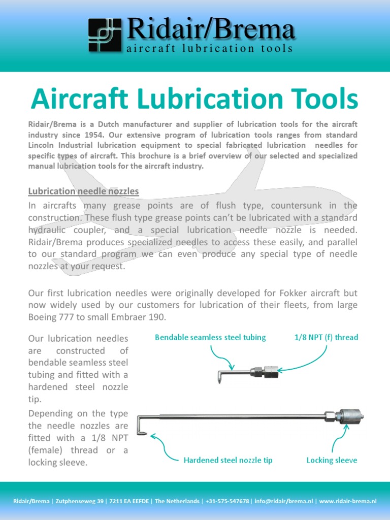 Aircraft Lubrication Tools PDF Pipe (Fluid Conveyance