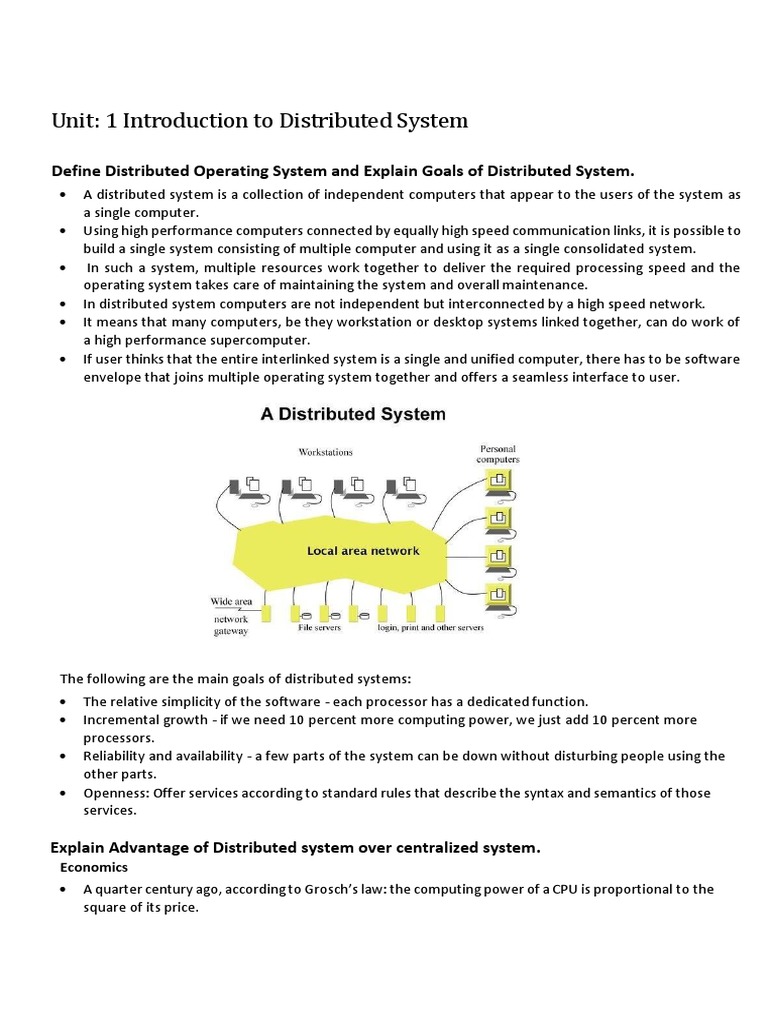 Unit: 1 Introduction To Distributed System: Define Distributed ...