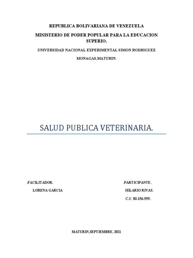 Salud Pública Veterinaria proyectoII | PDF | Medicina Veterinaria ...