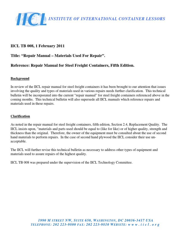 IICL Repair Manual Update on Materials | PDF