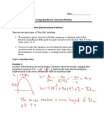 6.5 Solving Problems Using Quadratic Function Models: Math 2201 Date