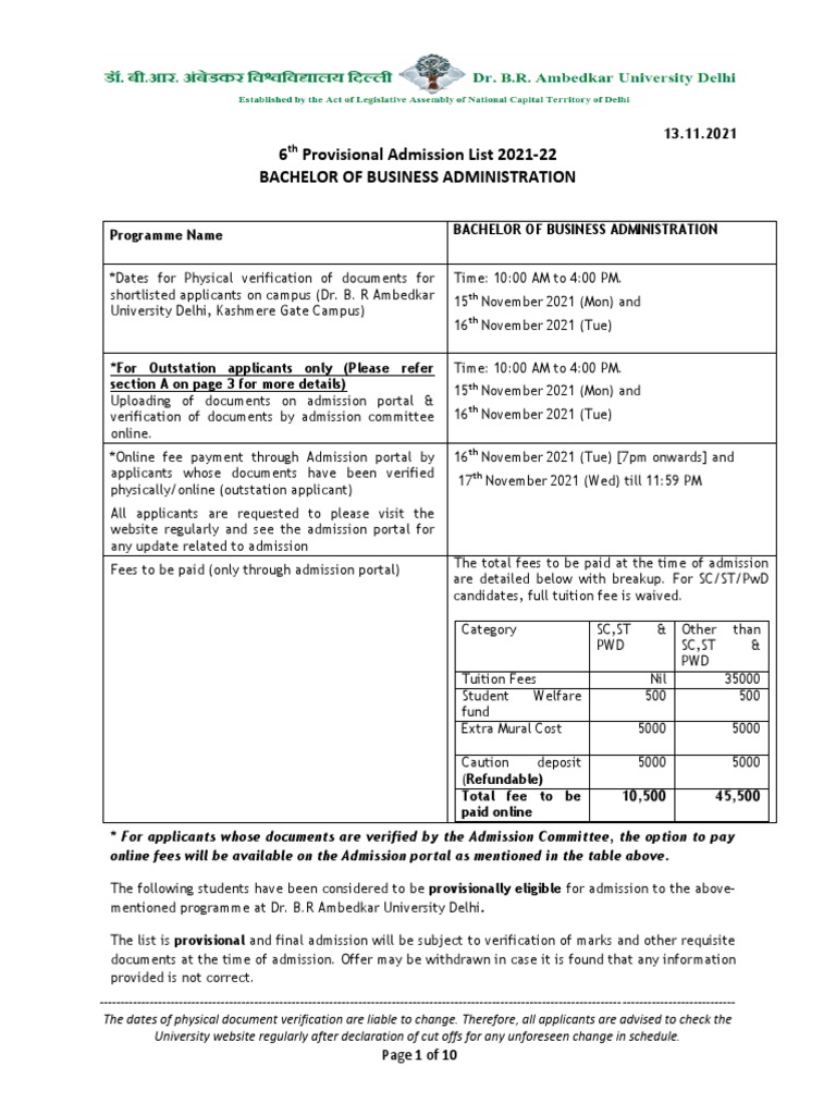 BBA Admission 2021: Document Verification | PDF | Government | Social ...
