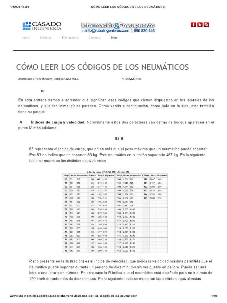 Cómo interpretar códigos de neumáticos | PDF | Neumático | Ingeniería ...