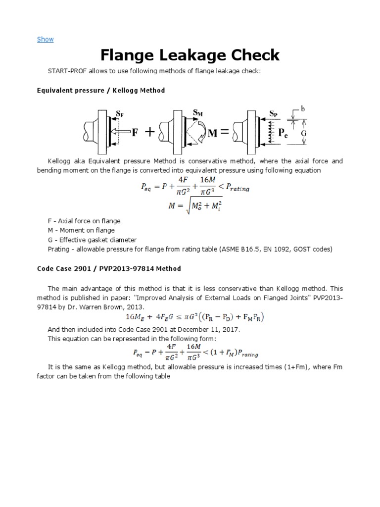 Flange Leakage Check Equivalent Pressure / Kellogg Method PDF