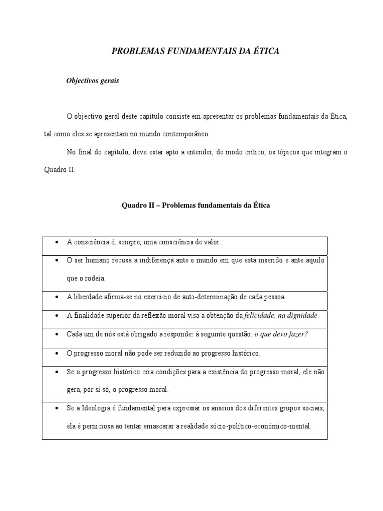 Problemas Fundamentais da Ética | PDF | Moralidade | Humano