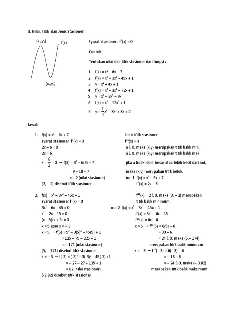 Nilai, Titik Dan Jenis Stasioner | PDF