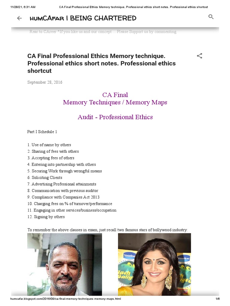 CA Final Professional Ethics Techniques | PDF | Audit | Business