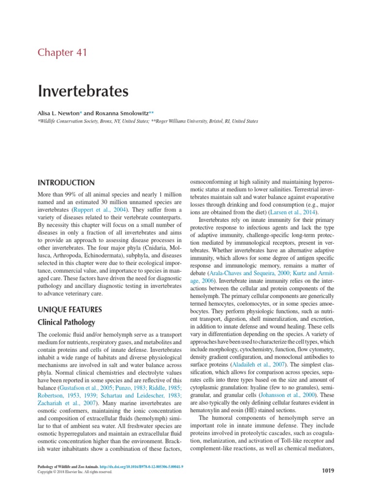 Pathology of Invertebrates | PDF | Immune System | Complement System