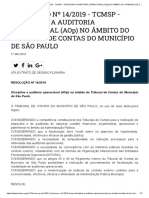 RESOLUÇÃO Nº 14_2019 - TCMSP - DISCIPLINA A AUDITORIA OPERACIONAL (AOp) NO ÂMBITO DO TRIBUNAL DE CONTAS DO MUNICÍPIO DE SÃO PAULO